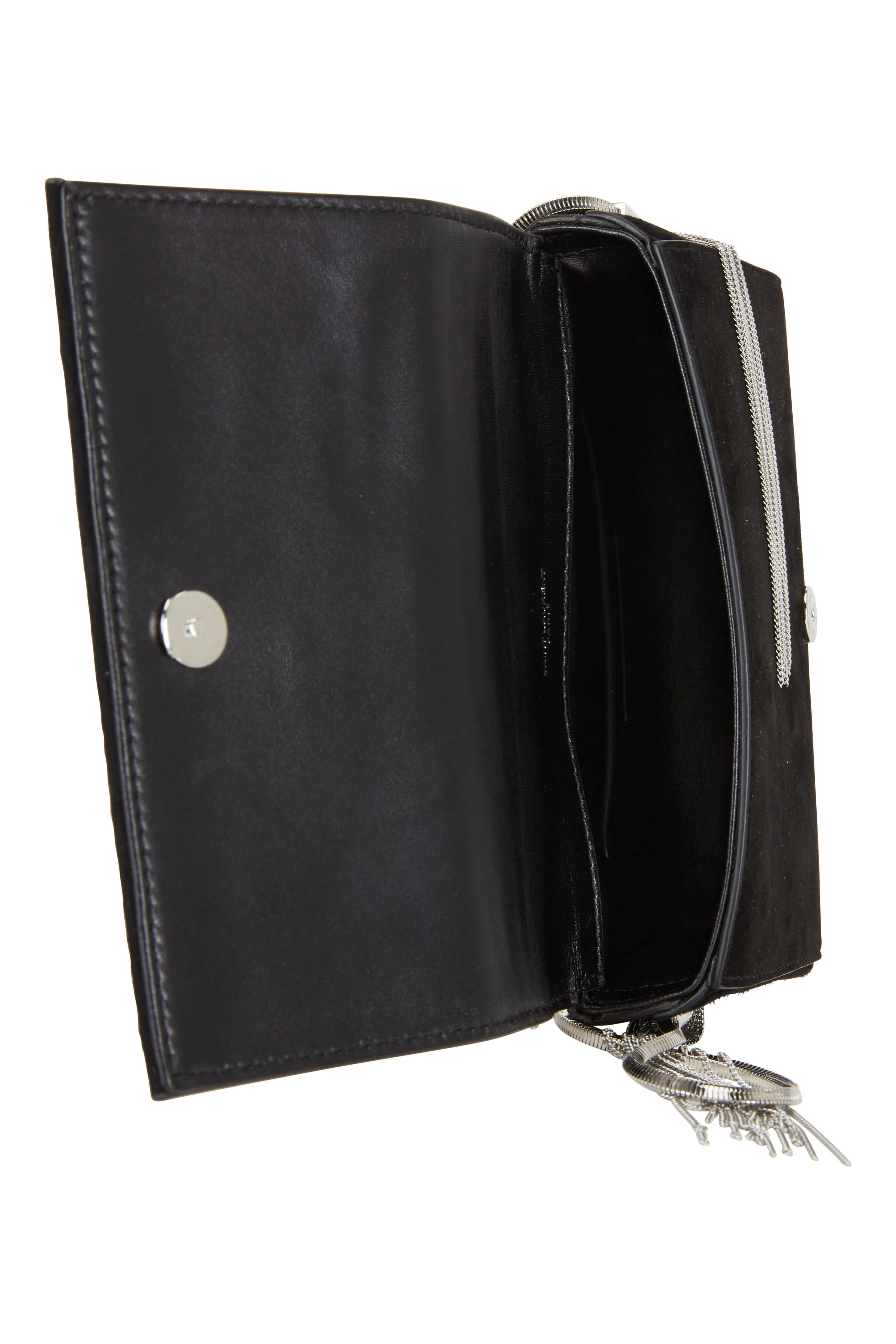 Saint Laurent - Kate Black Suede Silver Vertical Chains Small Bag