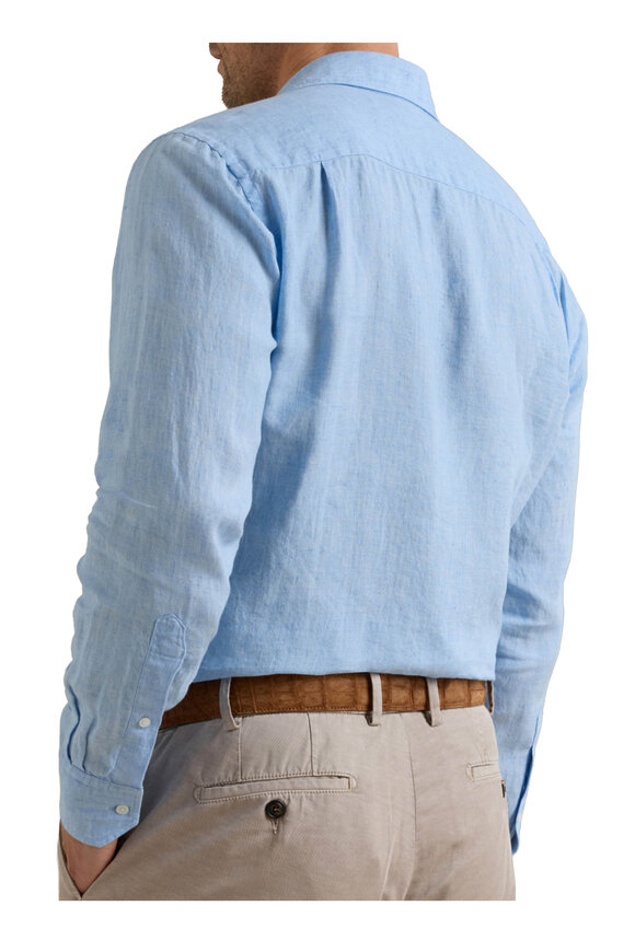 Peter Millar Astino Lino Blue Frost Sport Shirt - view 3