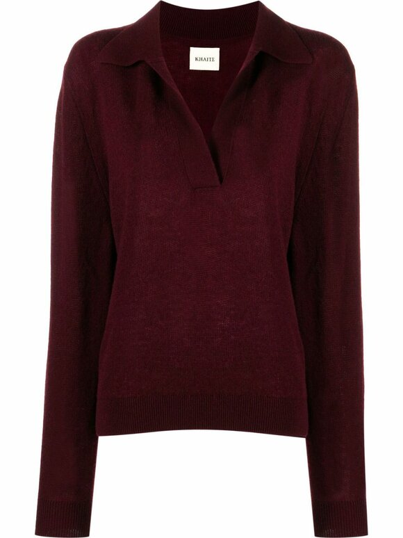 Khaite - Jo Merlot Collared Sweater 