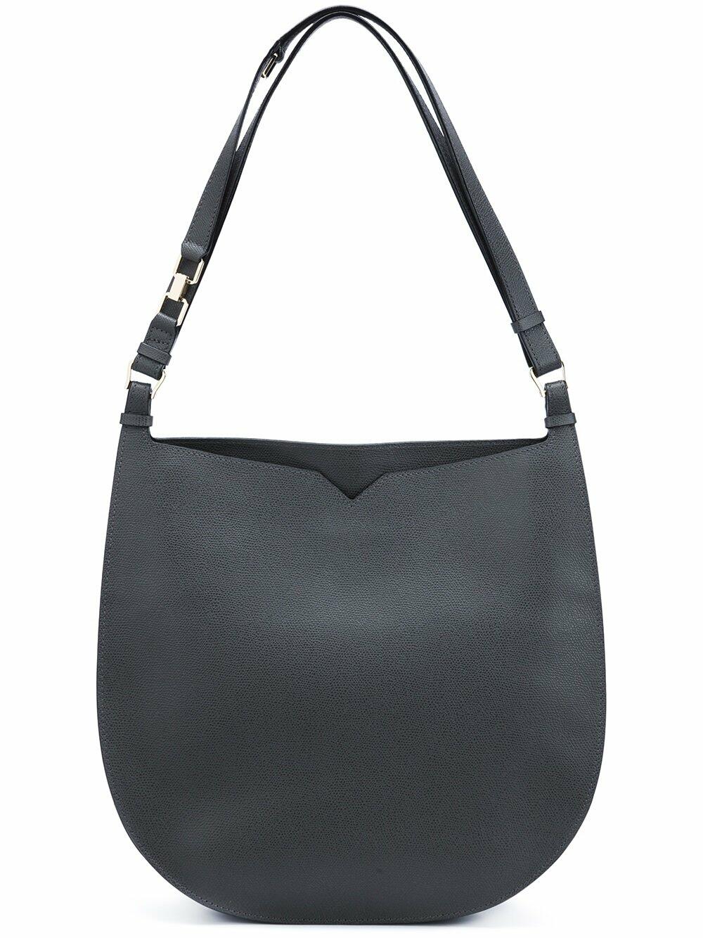 Valextra - Weekend Grande Dark Gray Leather Hobo Bag