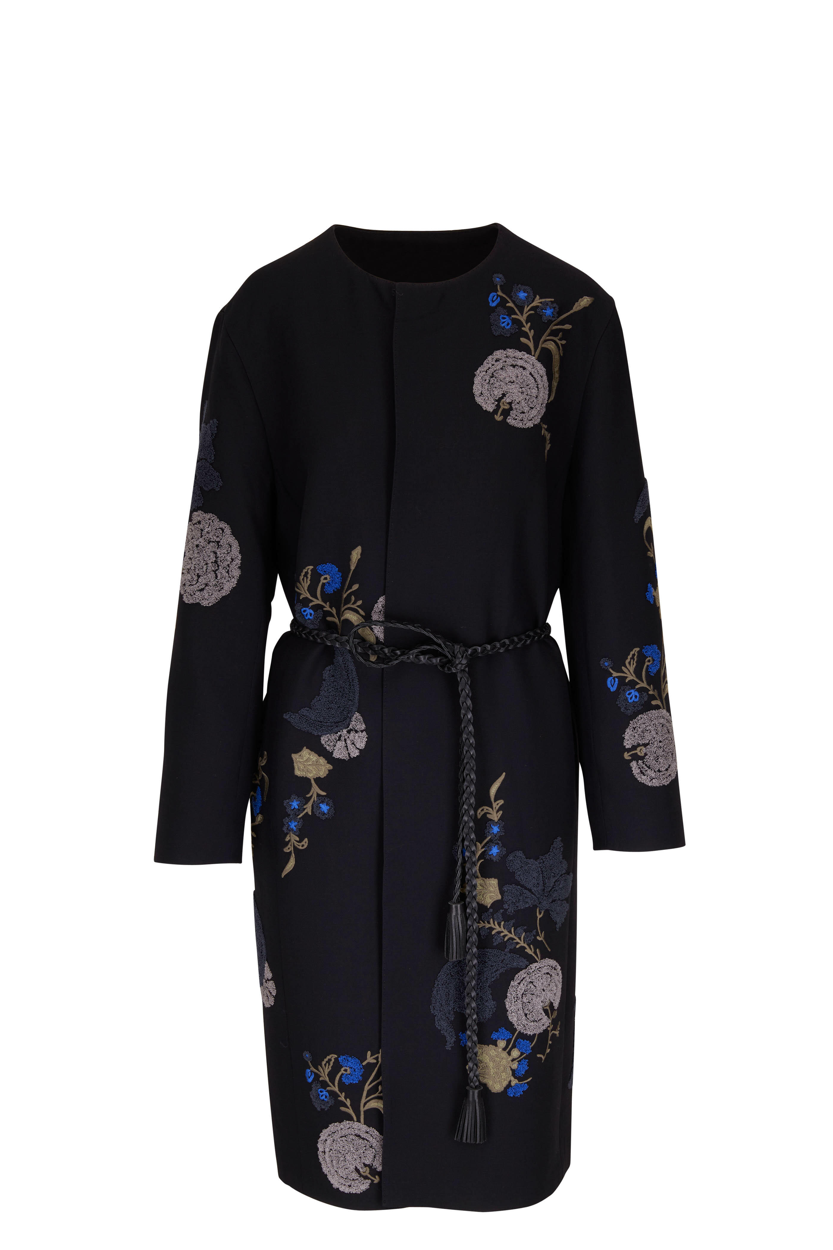 Lafayette 148 New York - Black Embellished Belted Coat