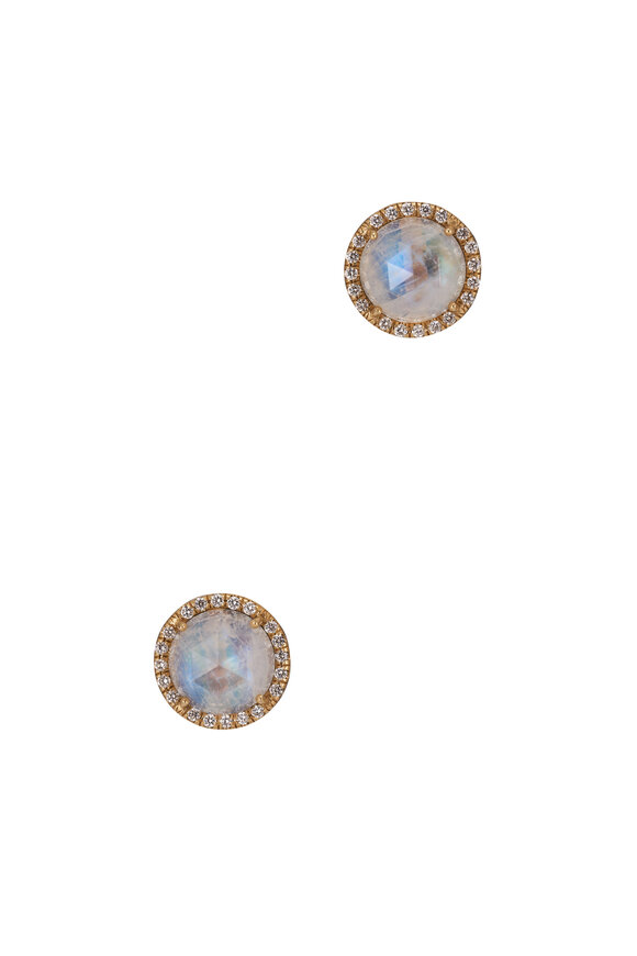 Irene Neuwirth - Rainbow Moonstone & Diamond Stud Earrings