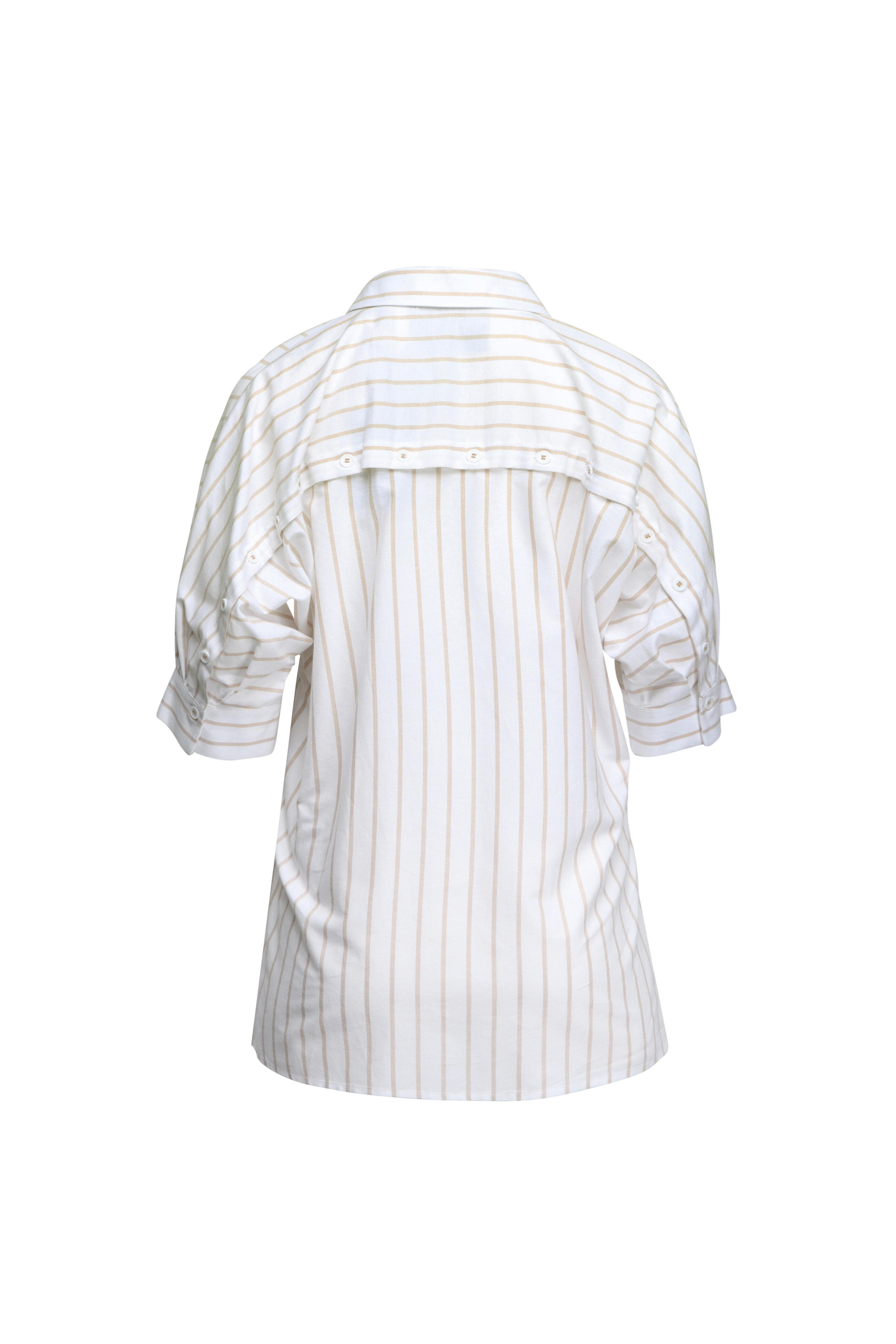 Theo The Label - Echo Sand Stripe Button Yoke Shirt