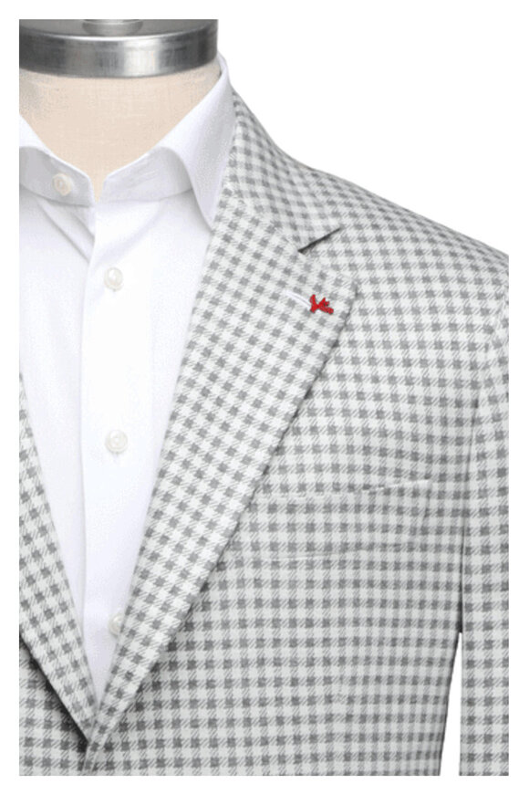 Isaia - Black & White Plaid Cashmere & Silk Sportcoat