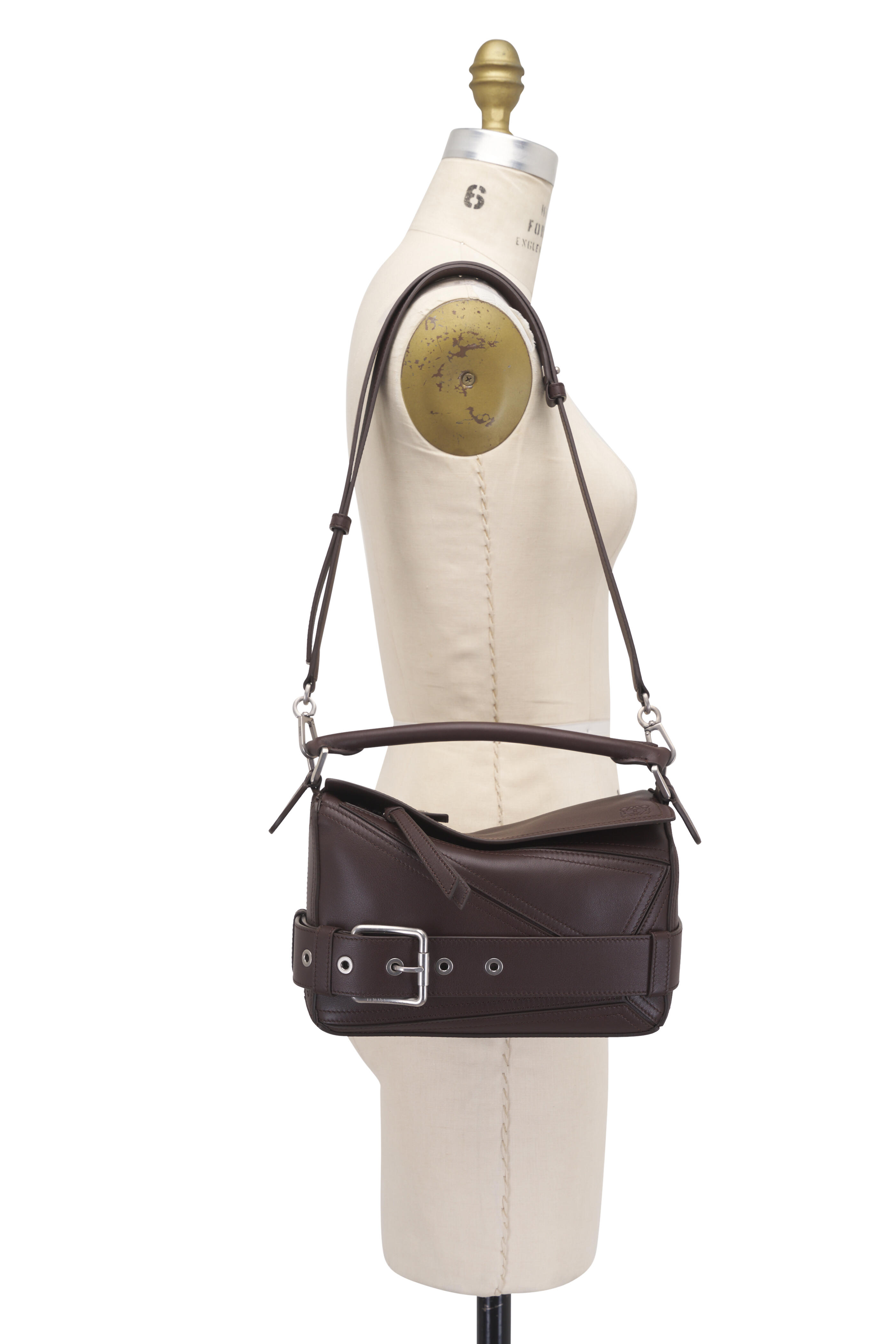 バッグ・カバンその他 Loewe Puzzle Biker small bag Dark Brownie Loewe - Small Puzzle Biker Dark Brownie Shiny Leather Bag