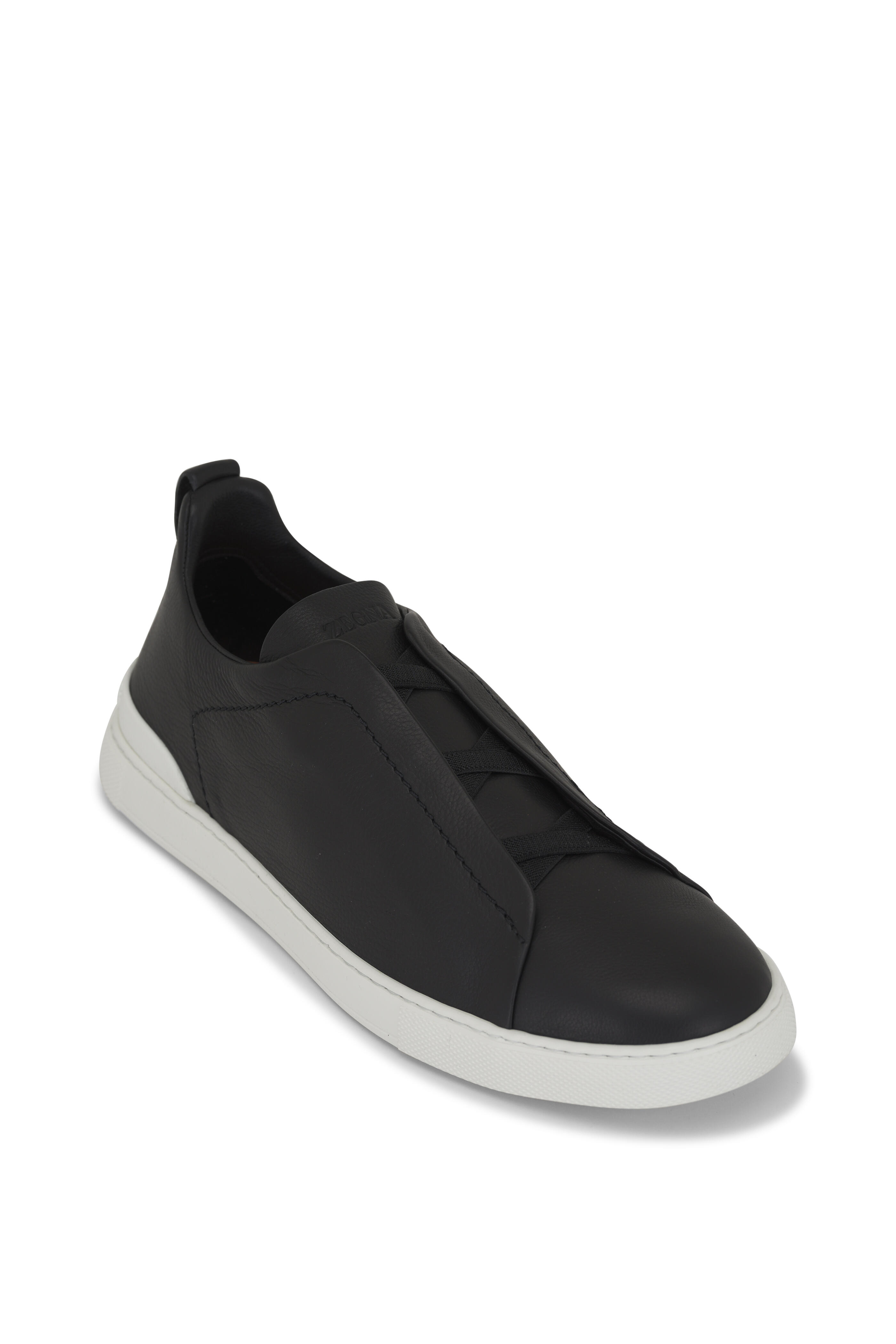 Zegna - Triple Stitch Second Skin Black Leather Sneaker