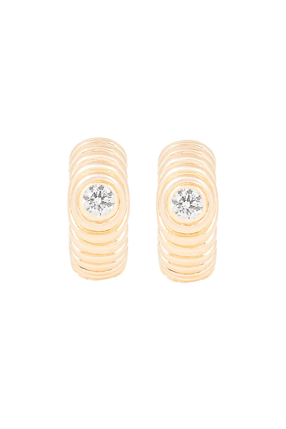 Campbell + Charlotte 14k Gold Revel Ribbed Diamond Huggie - view 2