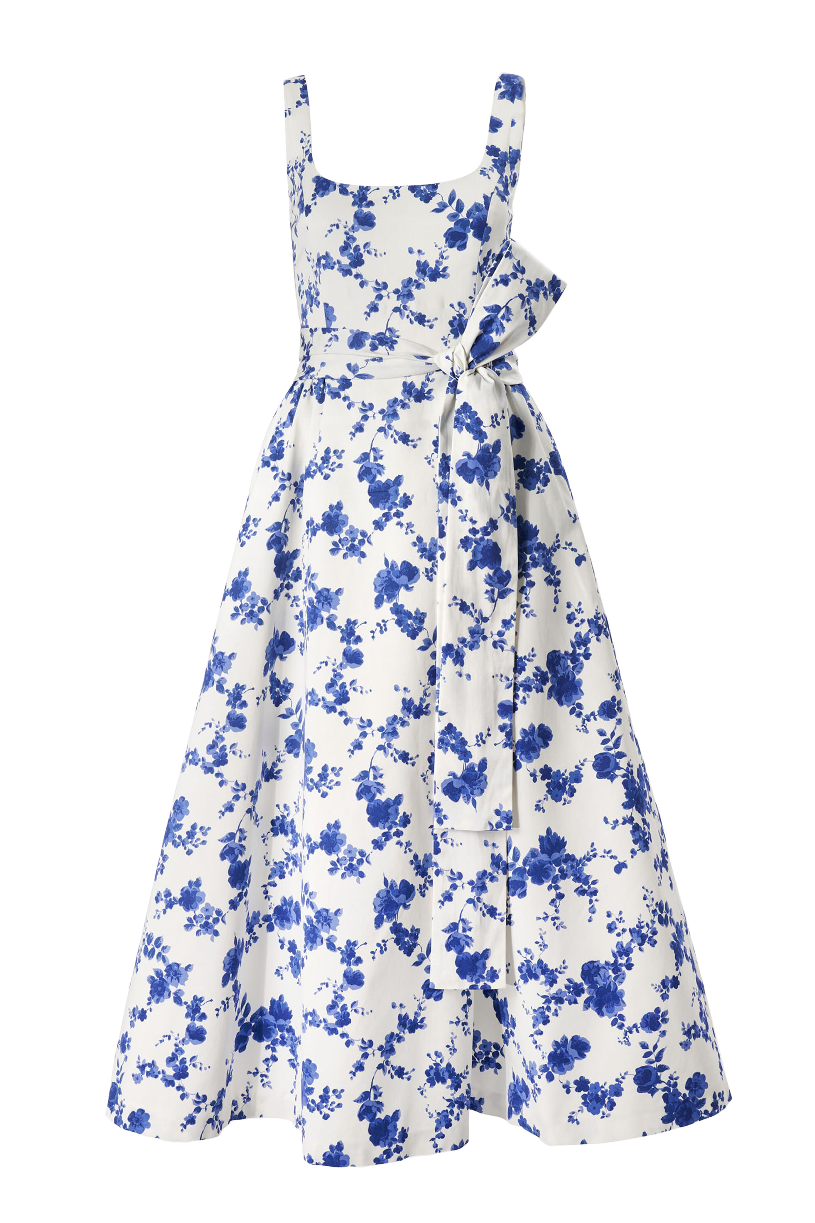 Carolina Herrera - White Multi Floral Print Midi Dress