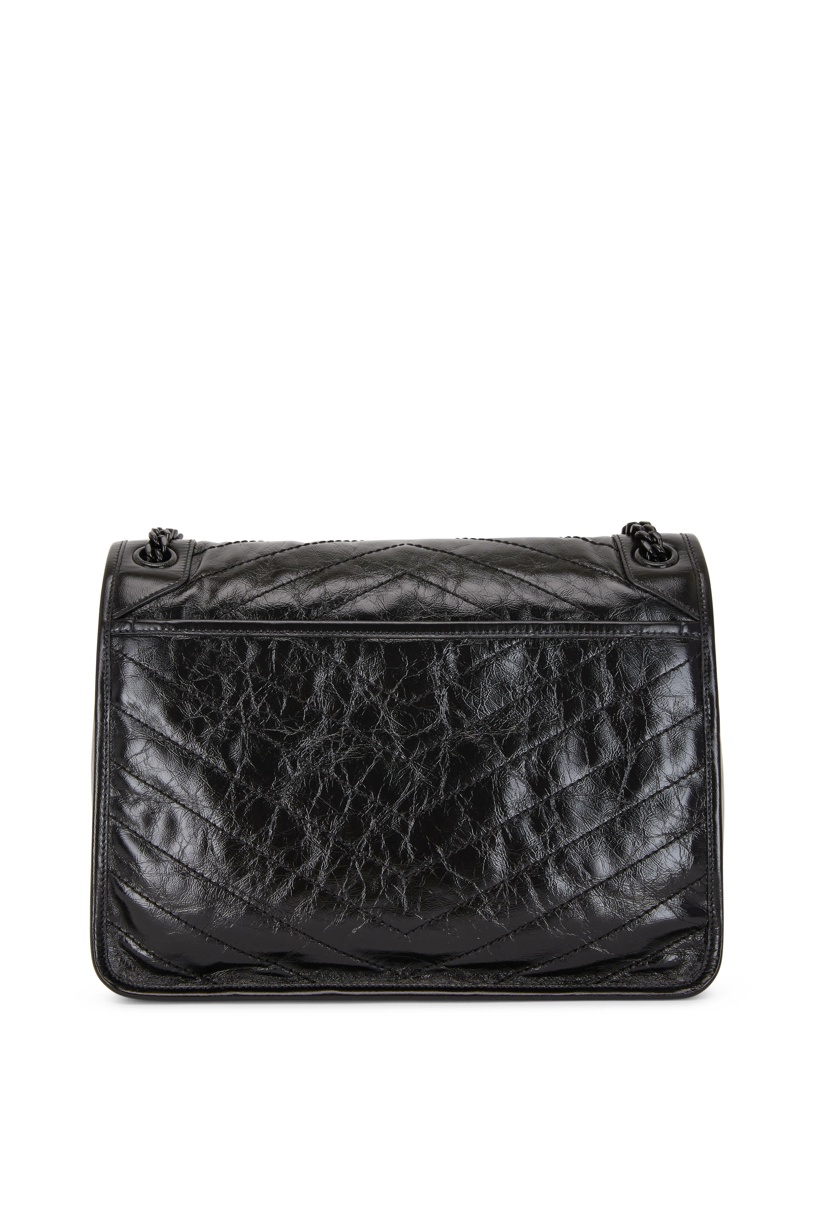 Saint Laurent - Niki Black Vintage Leather Large Shoulder Bag