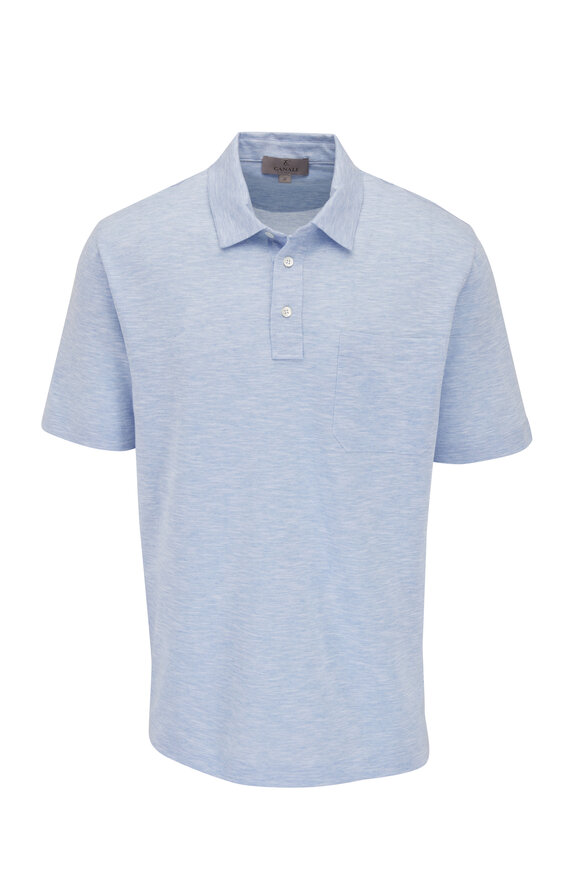 Canali - Light Blue Yarn Dyed Cotton Polo