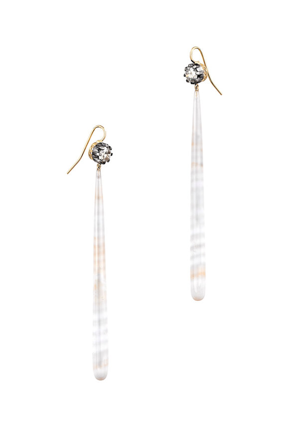 Sylva & Cie - 18K Gold & Silver Chalcedony & Diamond Earrings
