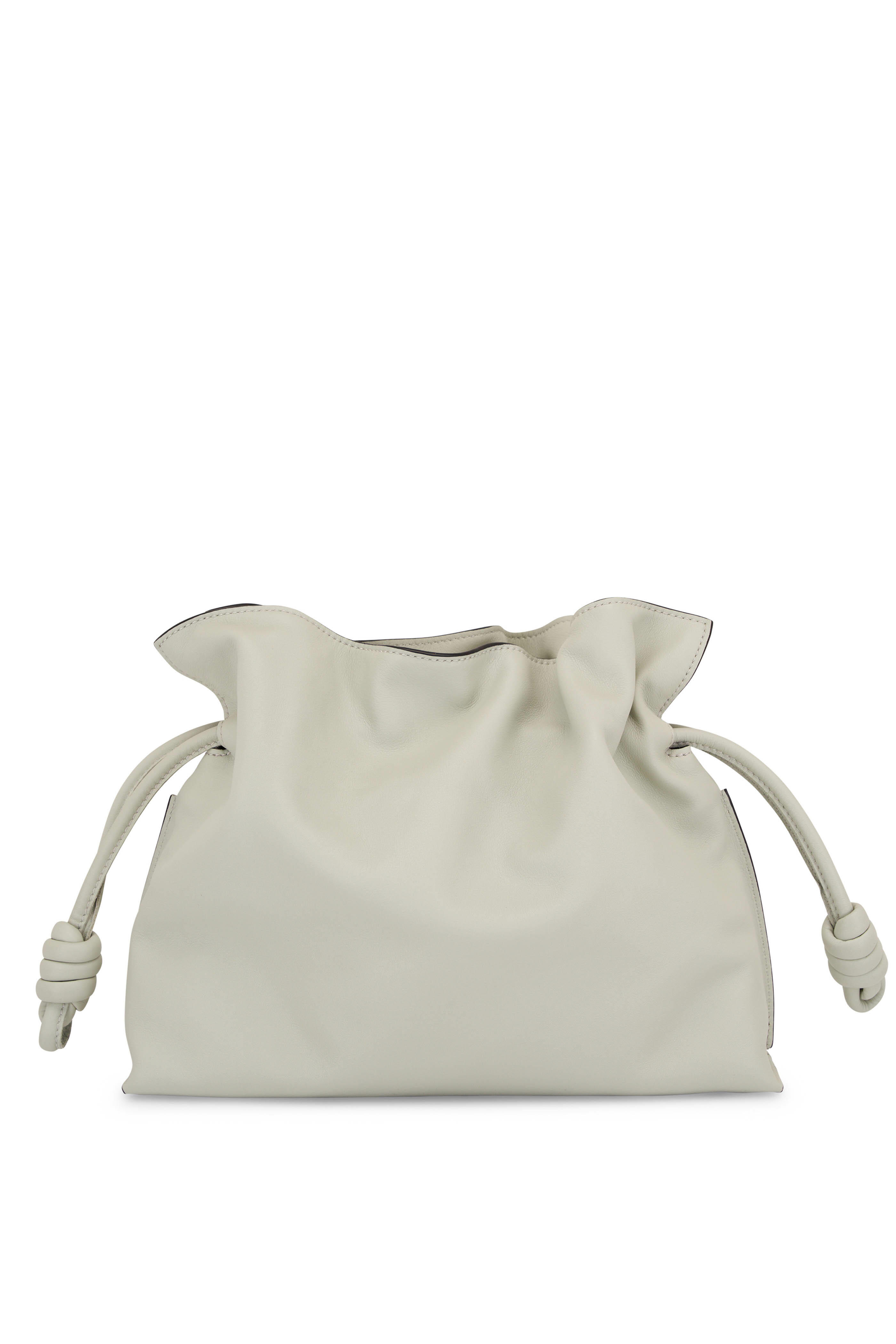 White Flamenco mini leather clutch bag, LOEWE