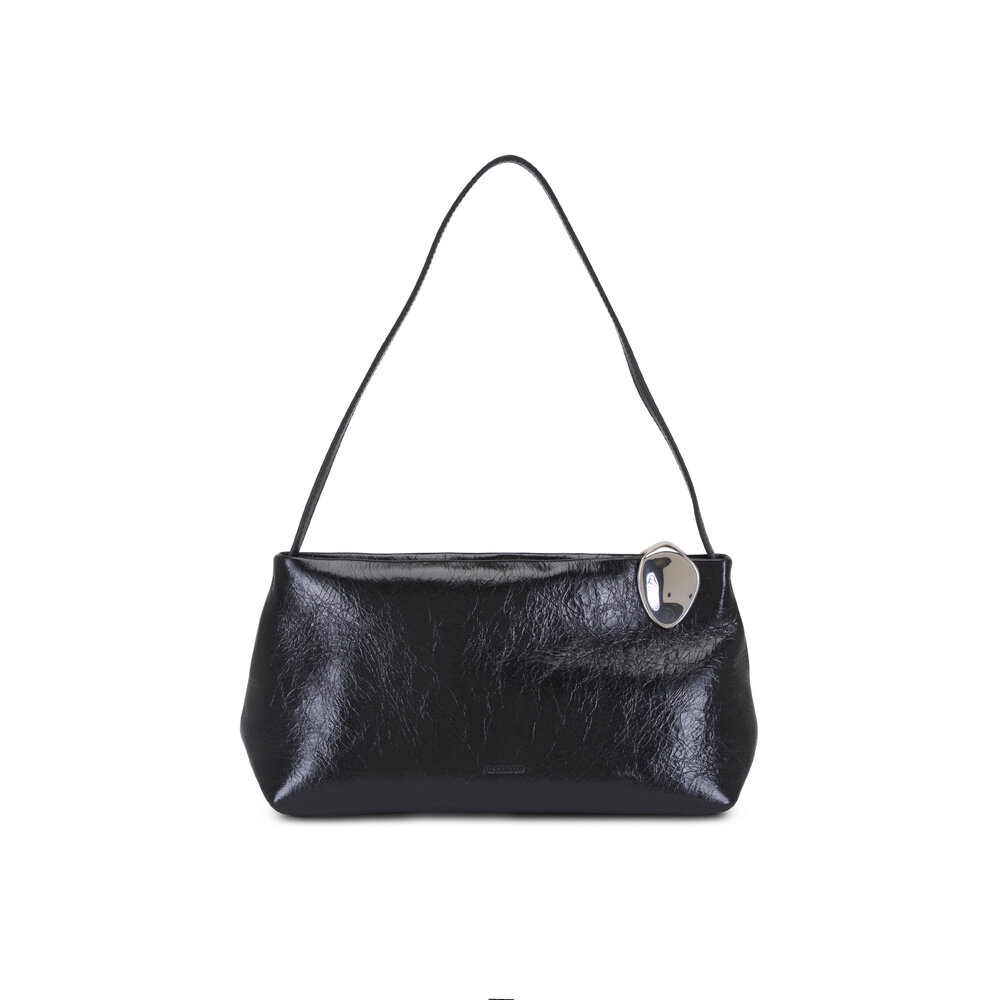 Jil Sander - Jewel Zip Black Leather Shoulder Bag