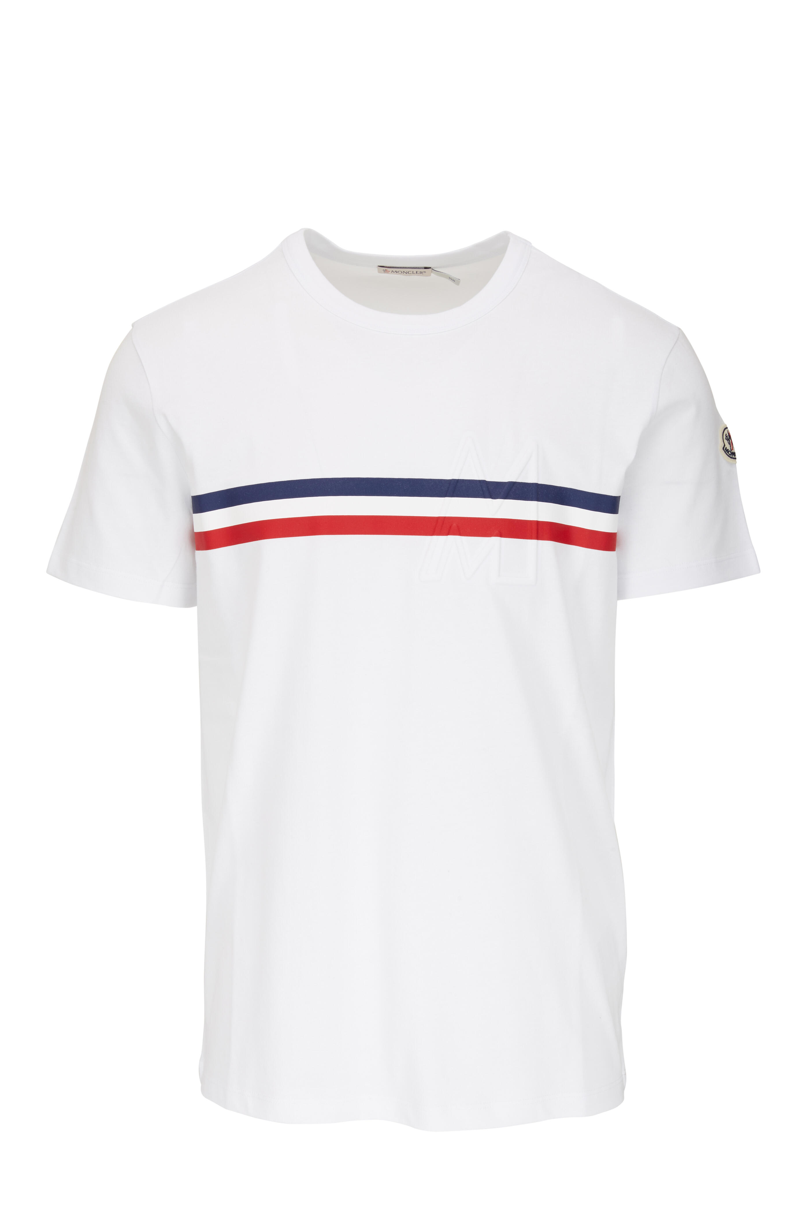 Moncler - White Stripe Graphic T-Shirt | Mitchell Stores