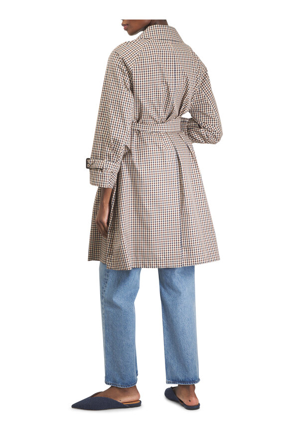 Max Mara Coffee Check Pattern Trench Coat - view 4