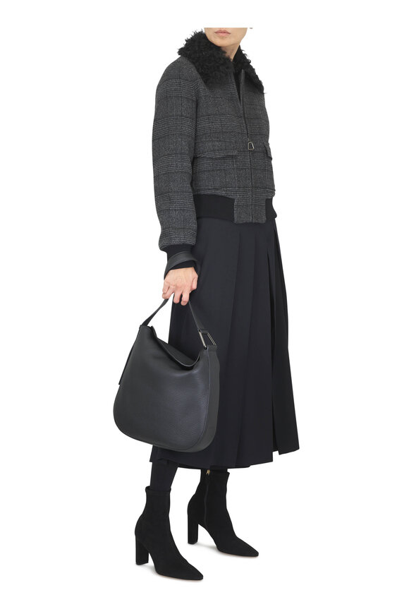 Akris Black Asymmetrical Pleated Front Midi Skort - view 2