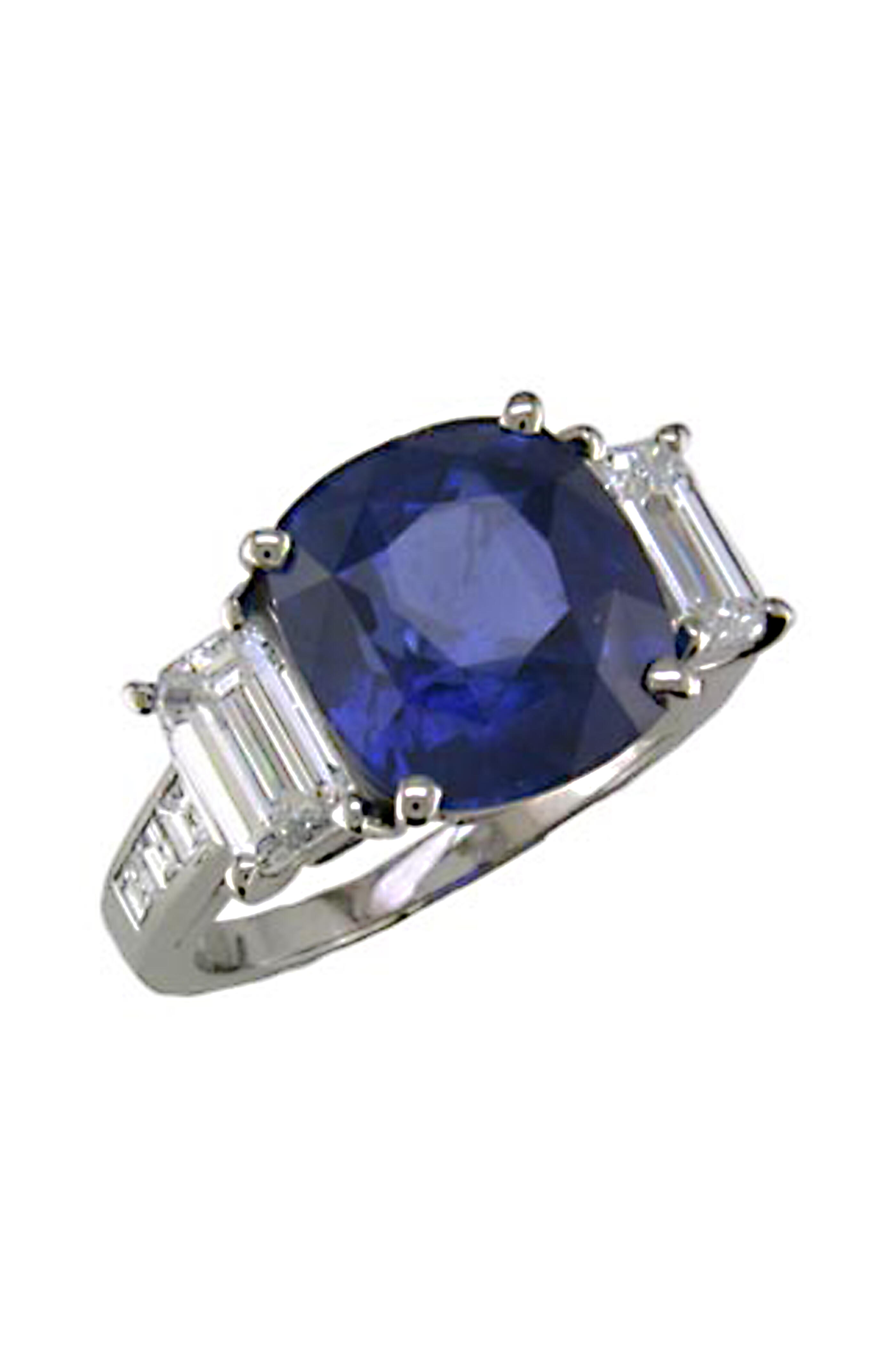 Oscar Heyman - Platinum Sapphire Diamond Ring - view 1