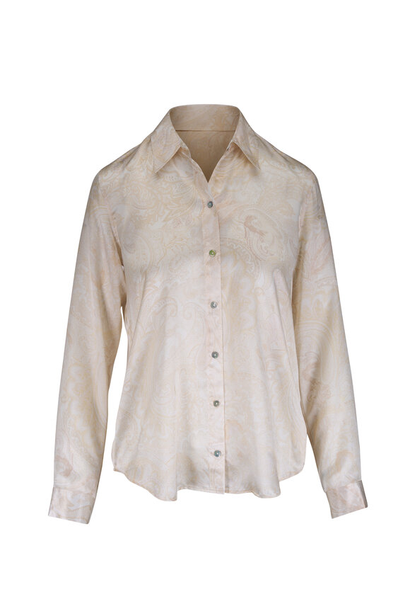 L'Agence Tyler White Paisley Print Silk Blouse - view 1