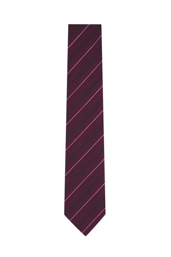 Tom Ford Dark Red Stripe Silk Necktie - view 1