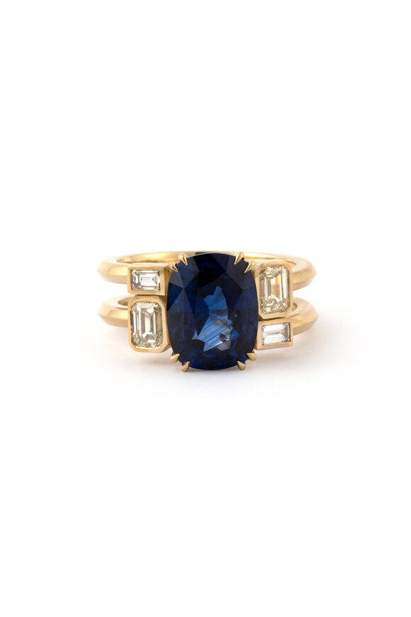 Sylva & Cie 18k Yellow Gold Multi Band Sapphire Ring - view 1