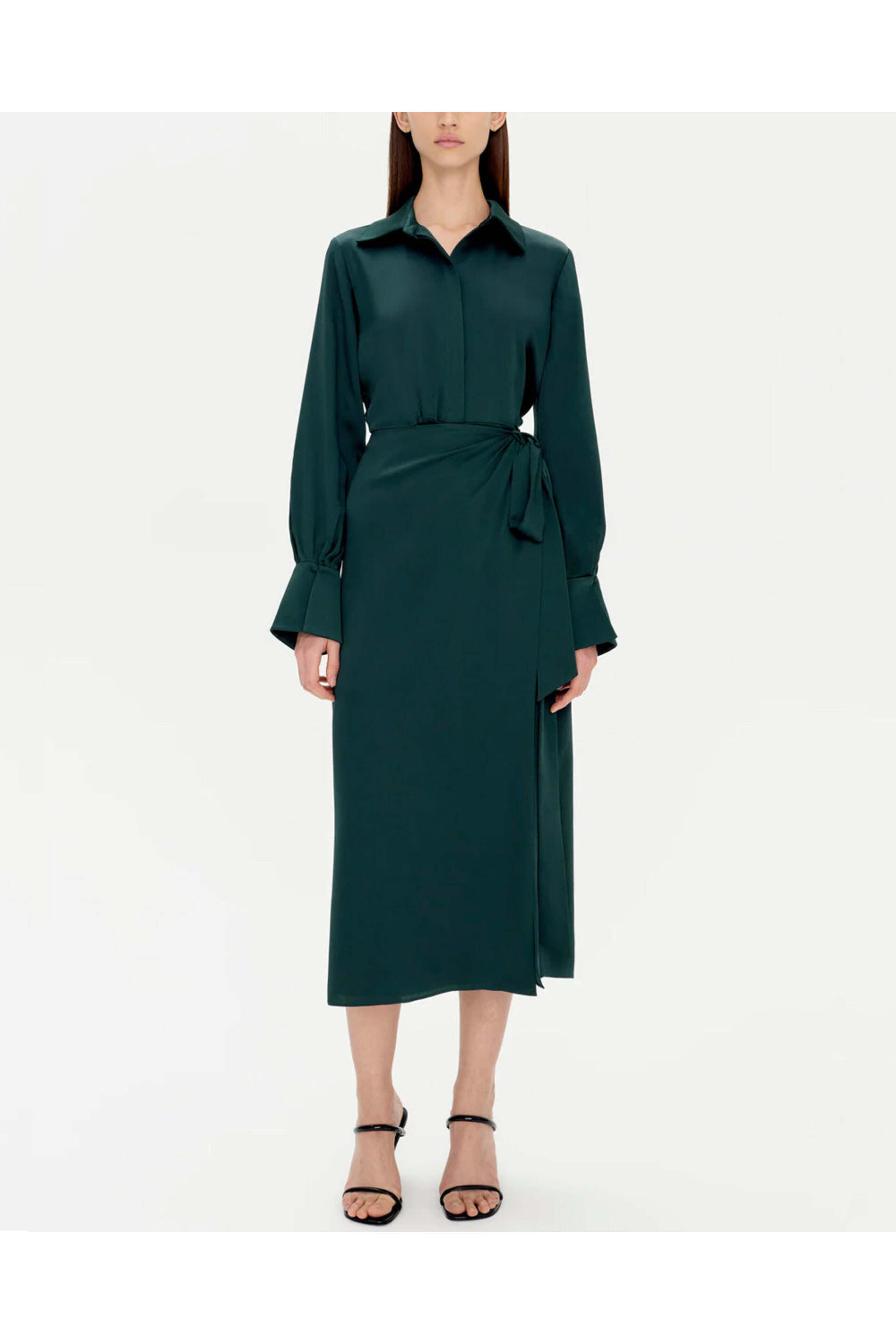 Simkhai - Emerald Samba Long Sleeve Draped Dress