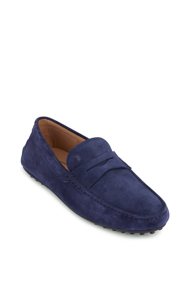 Santoni - Botanist Blue Suede Loafer | Mitchell Stores
