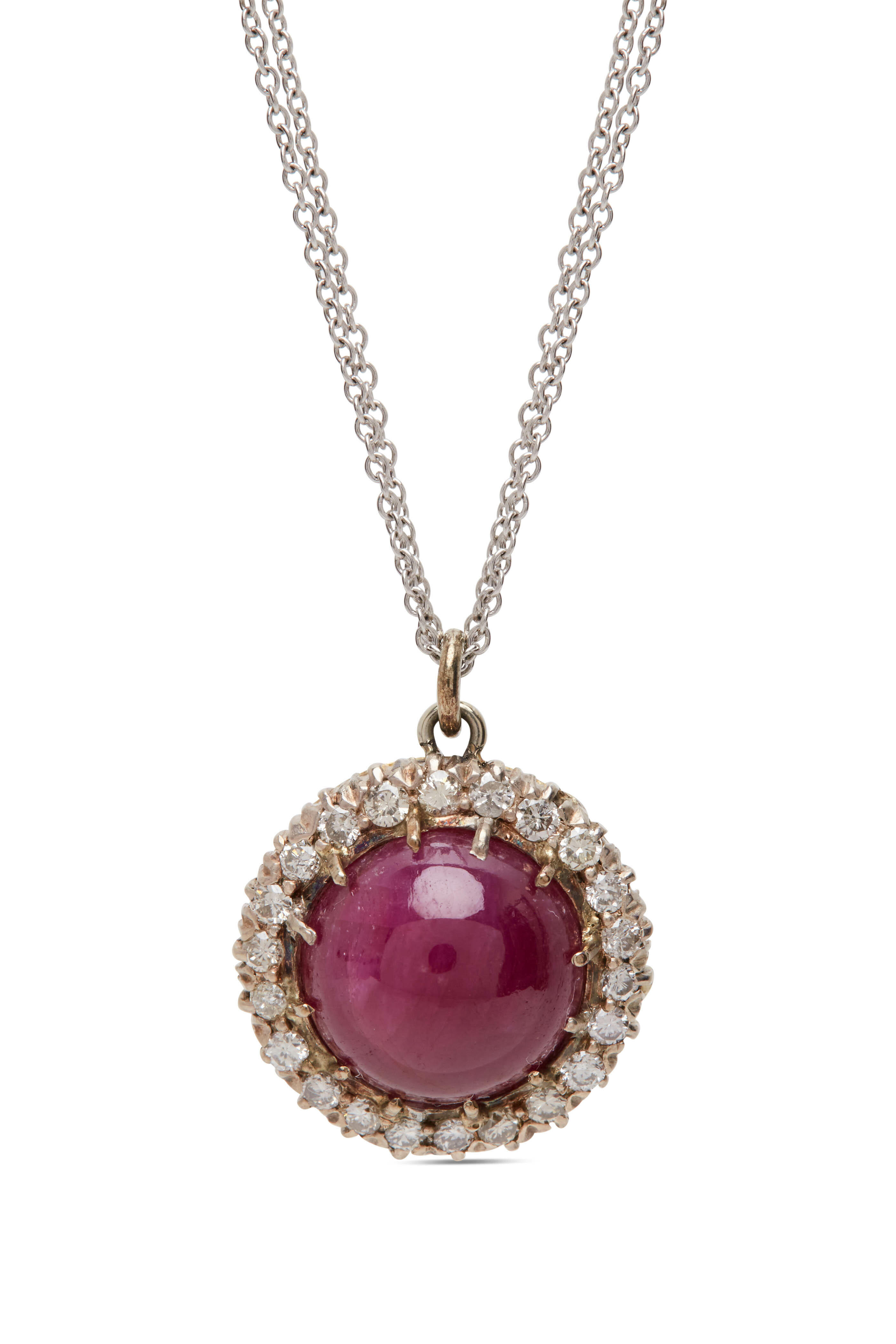 Renee Lewis - White Gold Diamond & Ruby Pendant Necklace