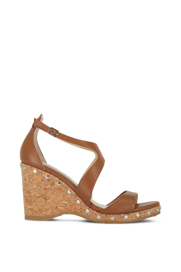 Jimmy Choo - Danica Cuoio Leather Studded Wedge, 90mm