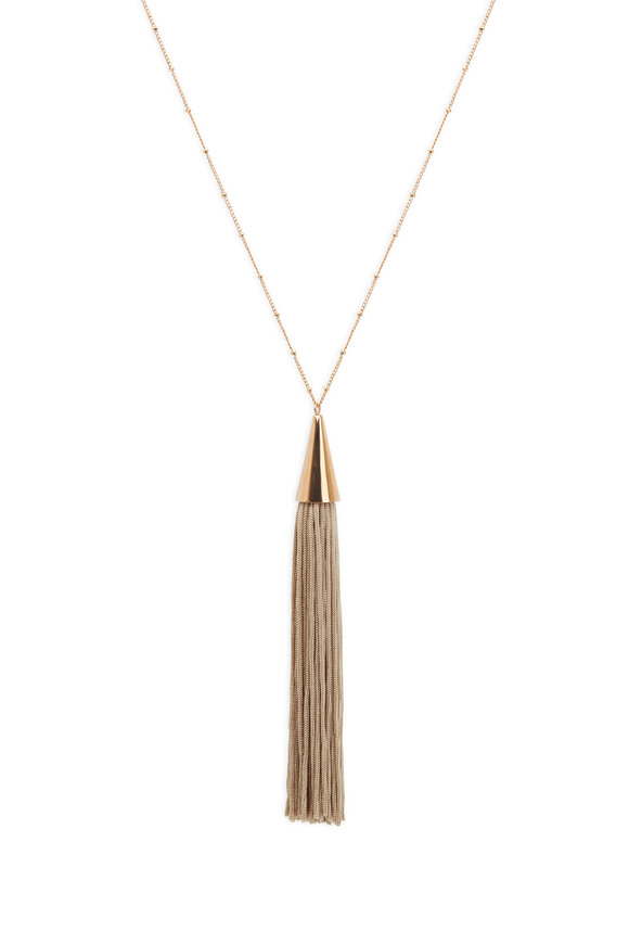 Eddie Borgo - Rose Gold Beige Silk Tassle Cone Necklace