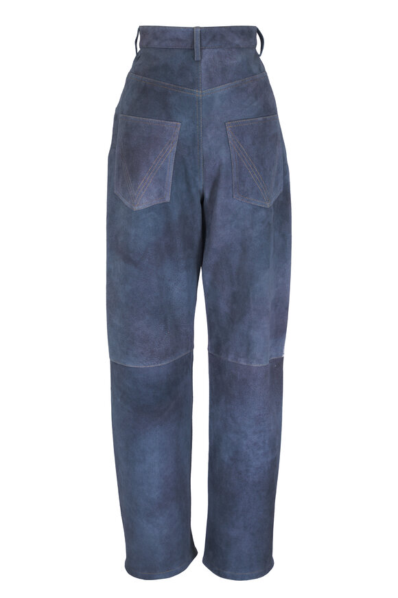 Bottega Veneta Cloudy Blue Gray Brushed Suede Wide Leg Pant - view 3