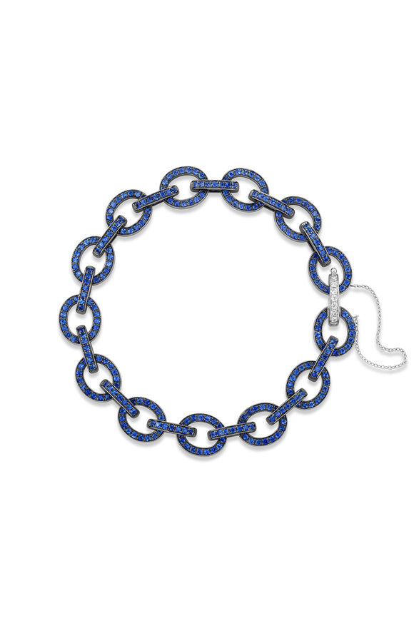 Nam Cho 18k White Gold Sapphire & Diamond Link Bracelet