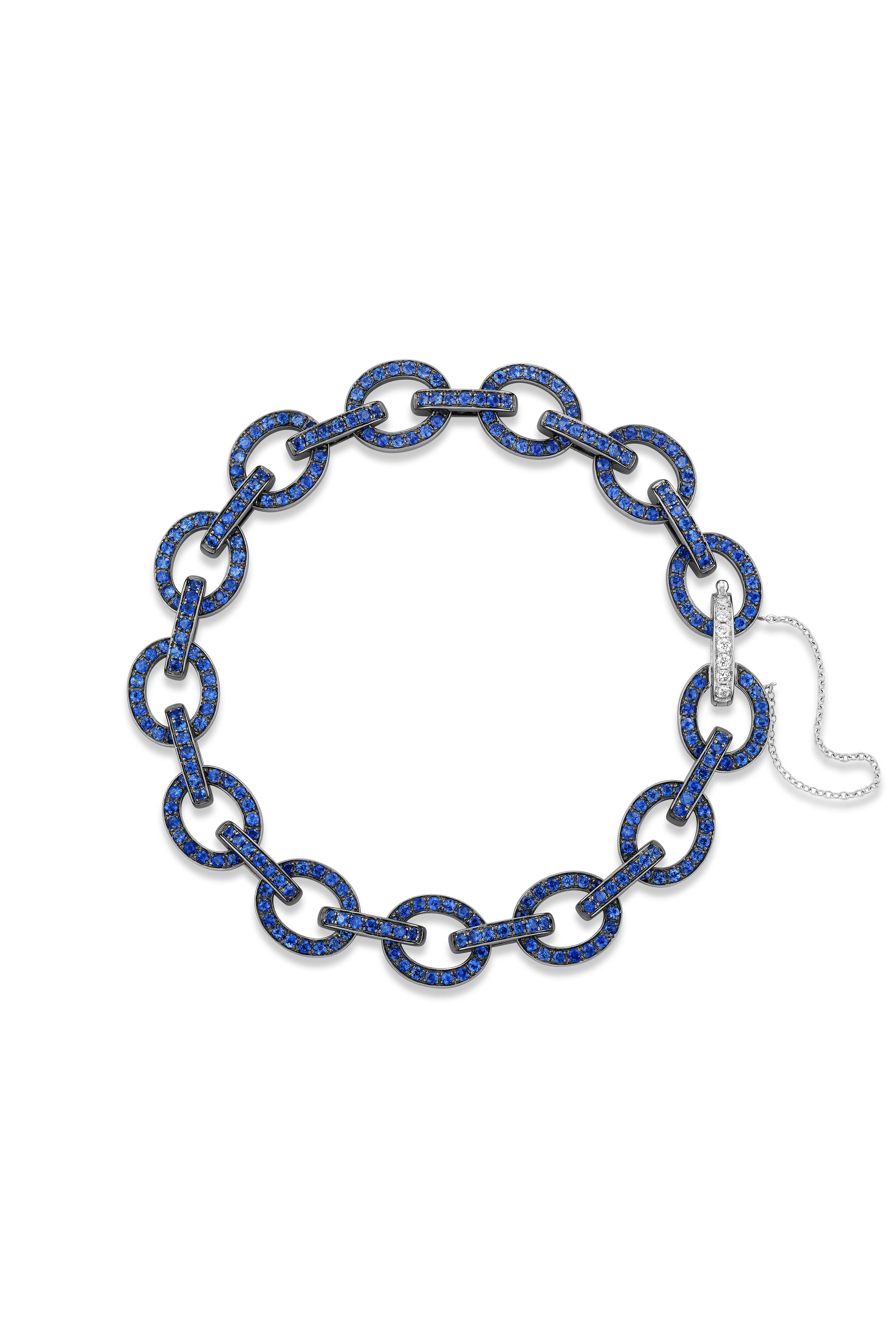 Nam Cho - 18k White Gold Sapphire & Diamond Link Bracelet