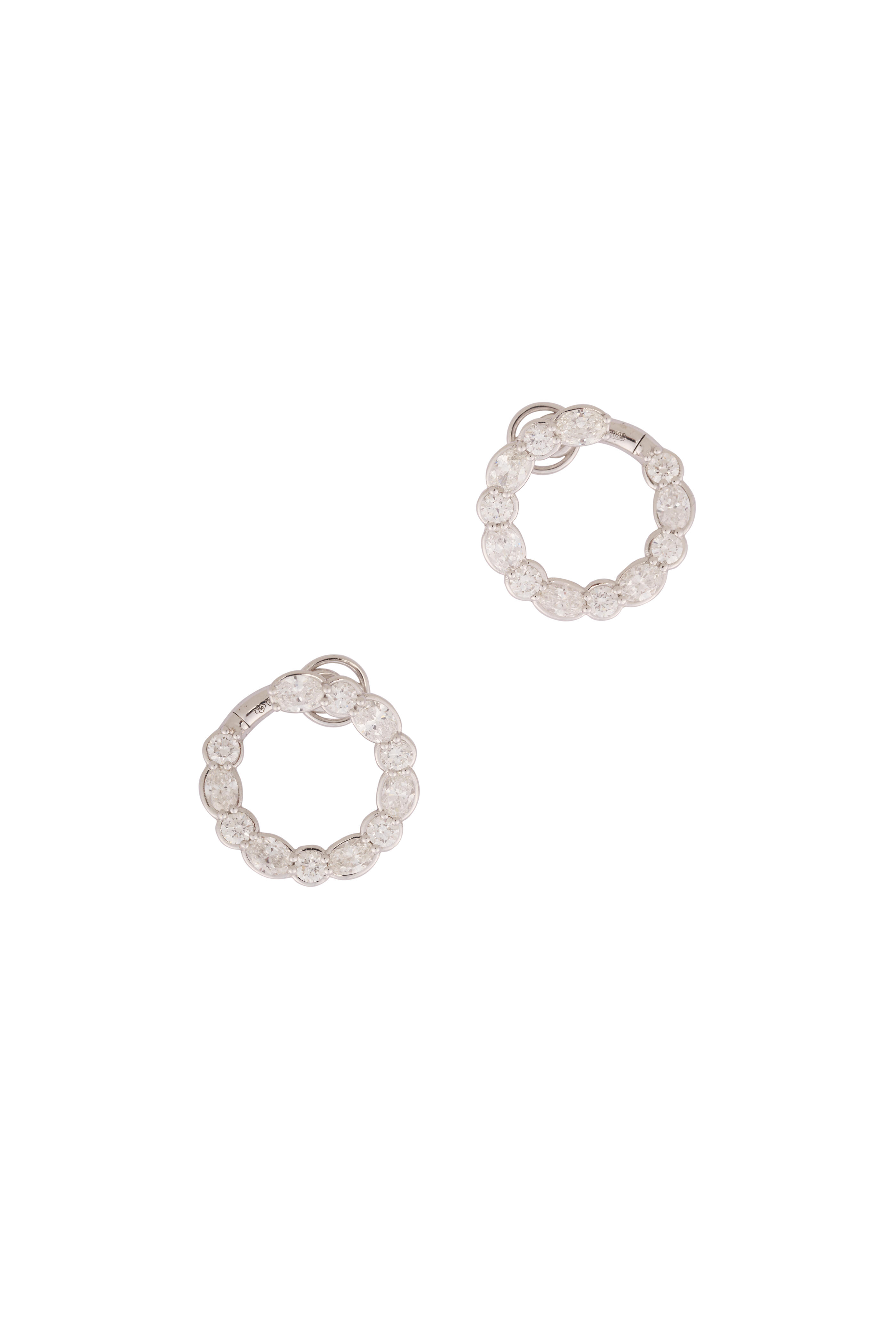 ZYDO - 18k White Gold Diamond Hoop Earrings