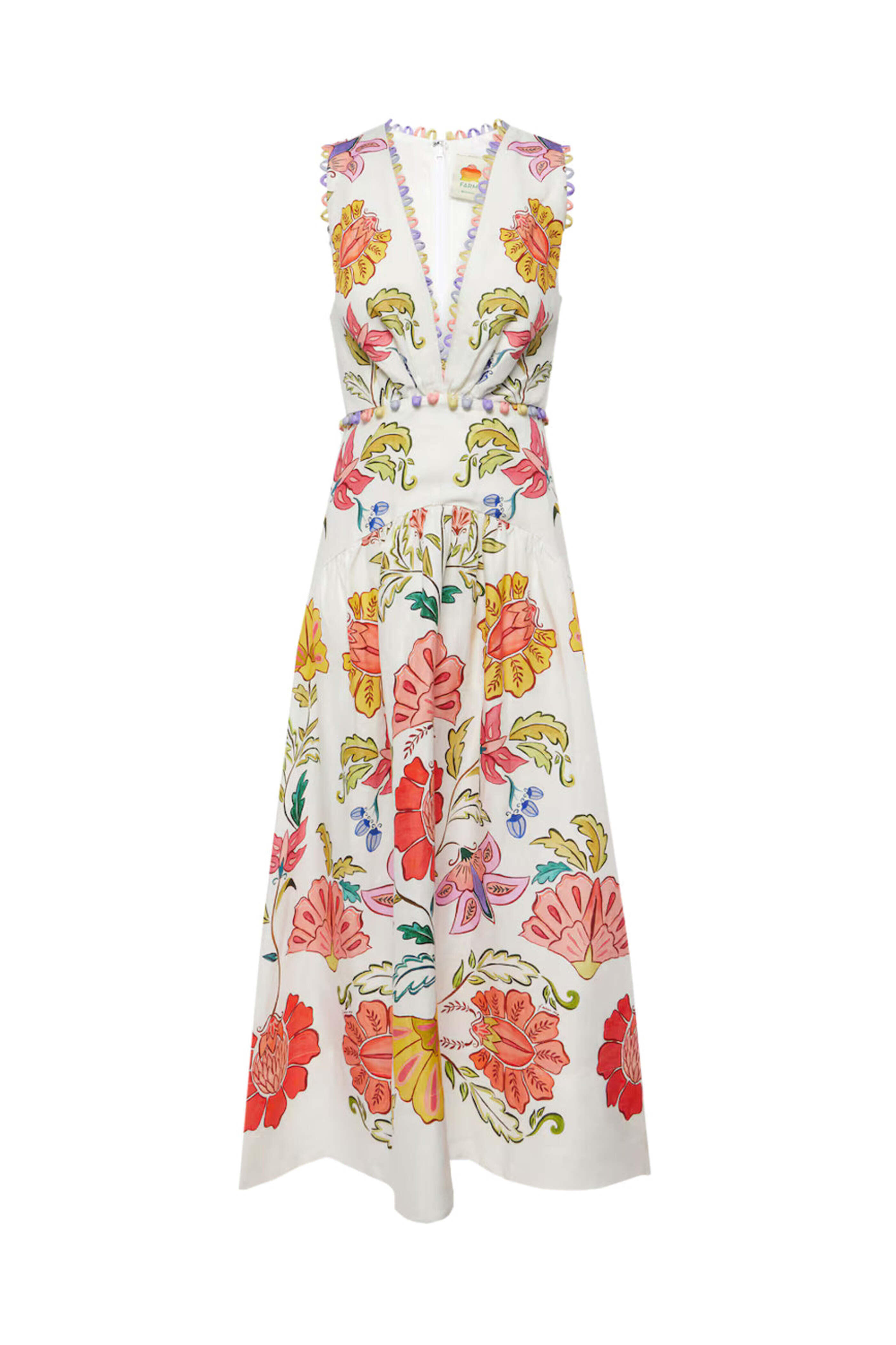 farm rio floral v-neck sleeveless linen maxi dress Floral Delight Sleeveless Maxi Dress (Women)