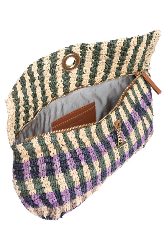 Veronica Beard Purple Multi Raffia Anchor Clutch - view 4