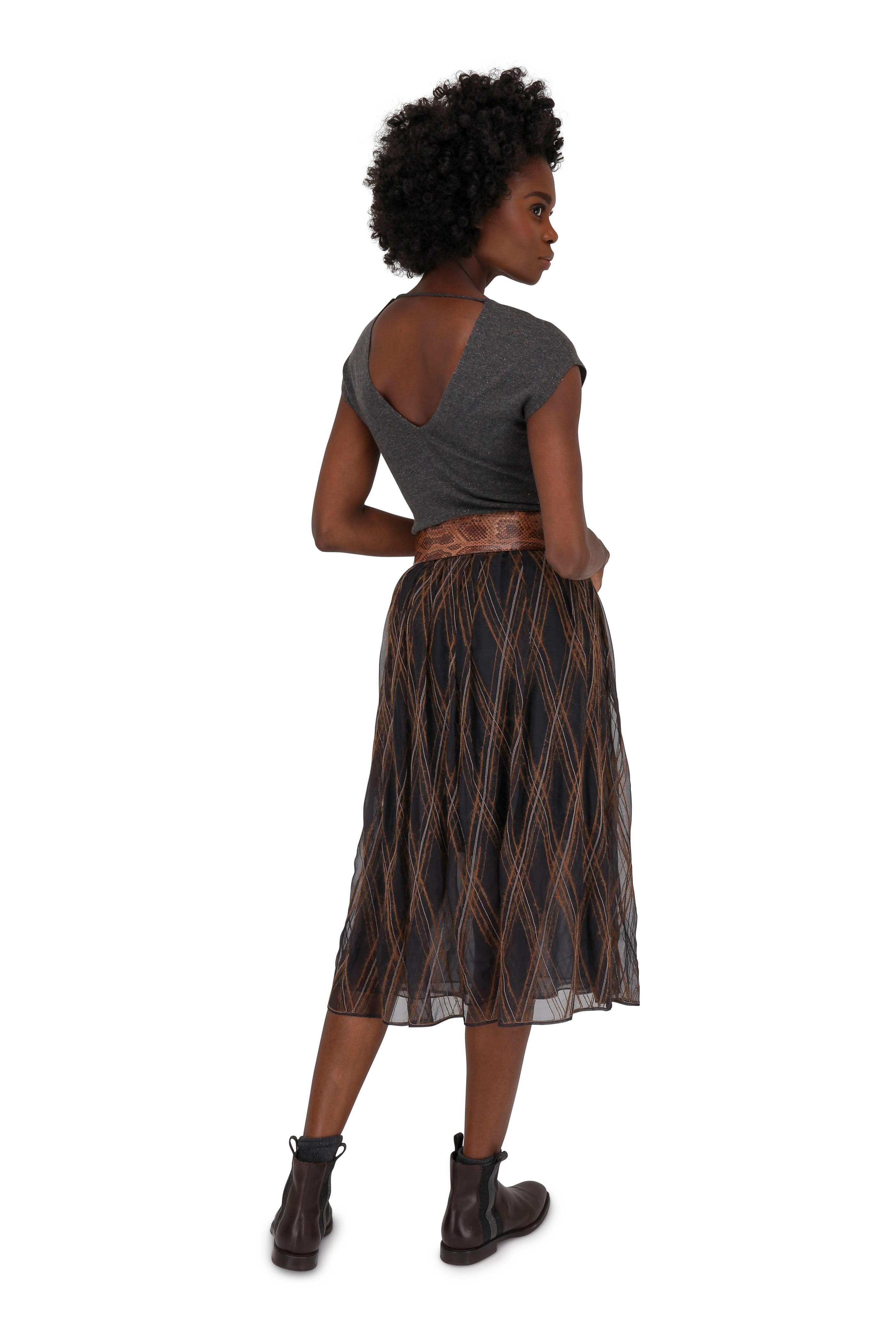 Brunello Cucinelli - Brown Caribou Python Hi-Waist Monili Belt