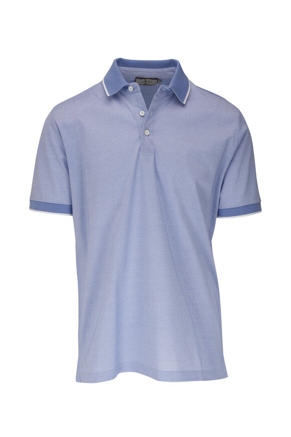 Canali - Light Blue & White Tipped Cotton Polo
