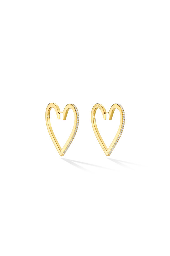 Cadar Endless White Diamond Heart Hoops