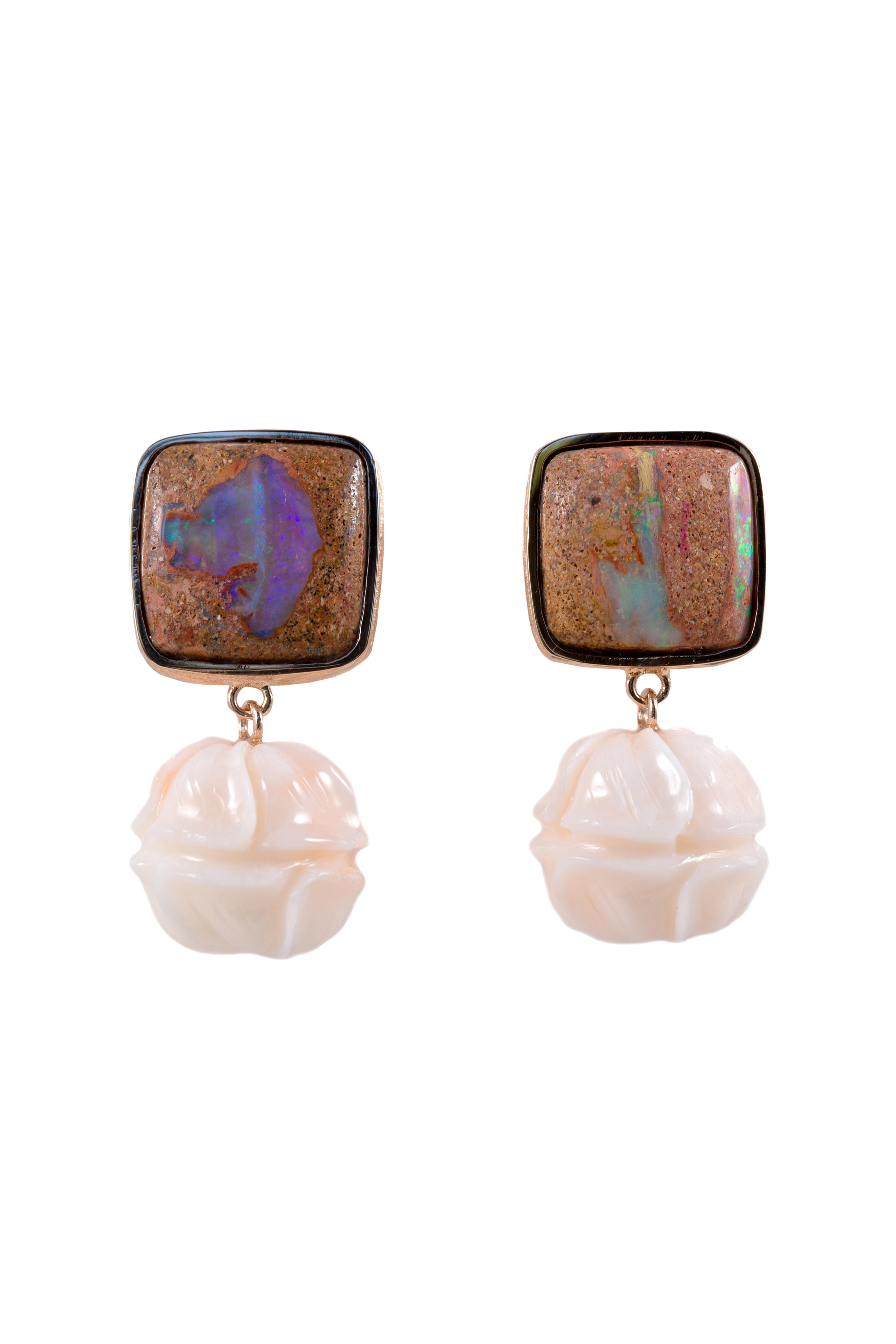 K. Brunini Jewels - Skipping Stones Coral & Opal Earrings