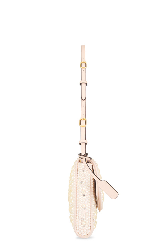 Valentino Garavani Cream Sparkling Pearls Shoulder Bag - view 6
