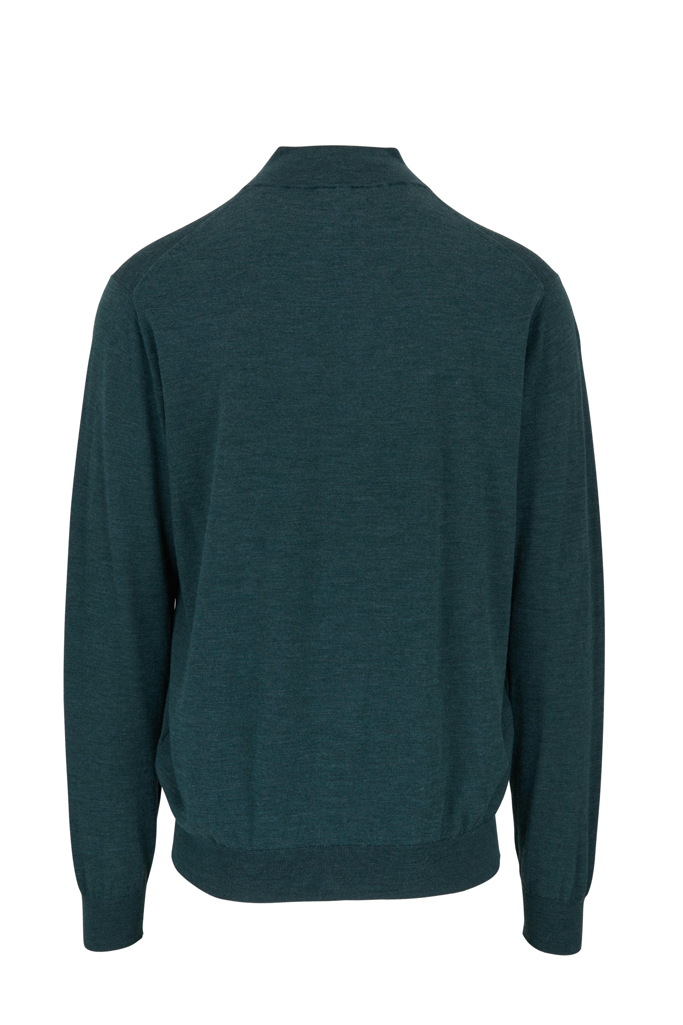 Peter Millar - Excursionist Flex Green Wool Quarter-Zip Pullover