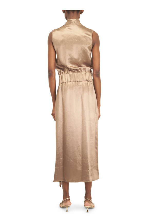 Zero + Maria Cornejo Jazmin Ero Bronze Shiny Drape Dress - view 3