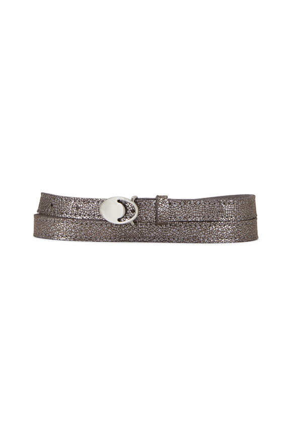 Kim White - Tiny Moon Silver Leather Belt