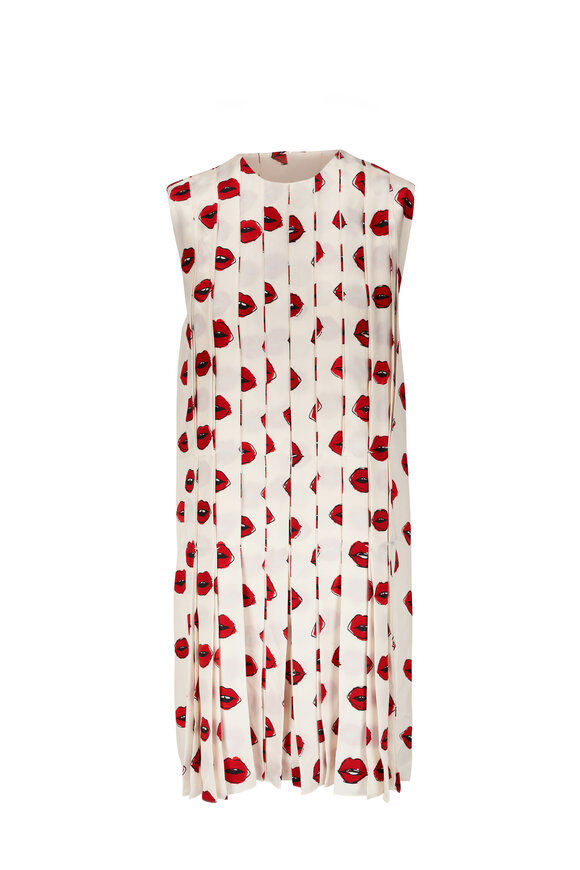 Khaite - Blaz Cream & Red Lip Print Dress