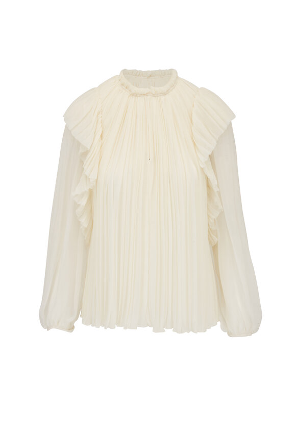 Chloé - White Gauze Ruffle Blouse