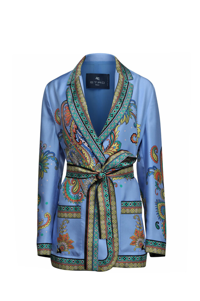 ジャケット ETRO FW25 Etro Coats (WRBA0024 99SASO5X0865) Etro - Navy Denim Floral Embroidered Jacquard Jacket