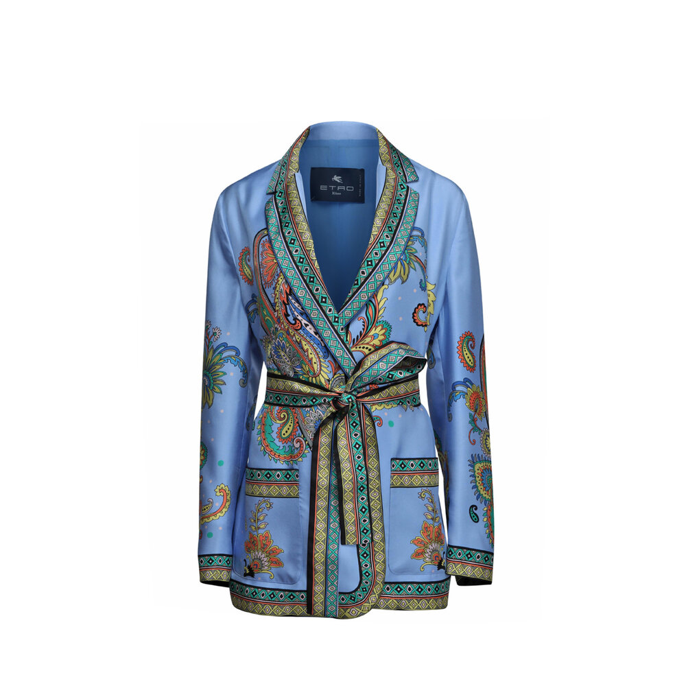Etro - Light Blue Paisley Oversized Jacket | Mitchell Stores