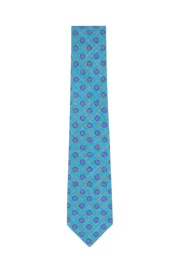 Kiton - Aqua Floral Necktie