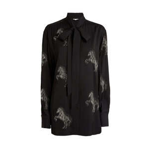 美品 Stella McCartney17AW『ライオンに怯える馬』ホースシャツ Stella McCartney Women's Black Crystal Horse Embellished Shirt