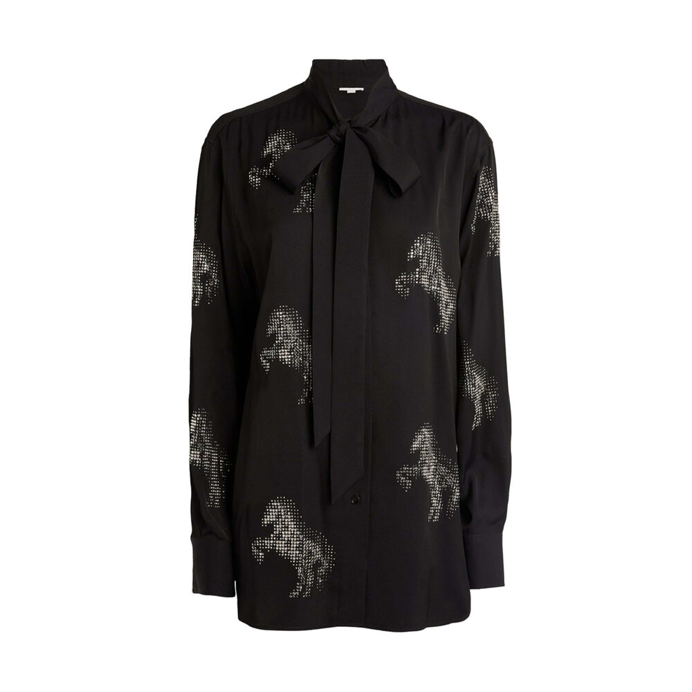 美品 Stella McCartney17AW『ライオンに怯える馬』ホースシャツ Stella McCartney Women's Black Crystal Horse Embellished Shirt